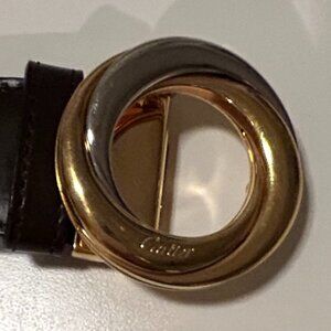 Cartier Women’s Trinity Belt Reversible with black+brown leather Gold+Silver